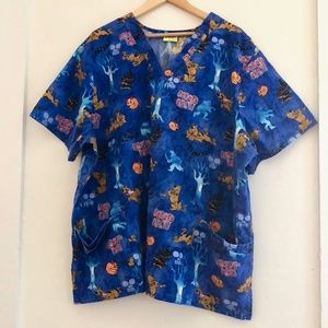 Scooby Doo Scrubs Top Halloween Size XXL